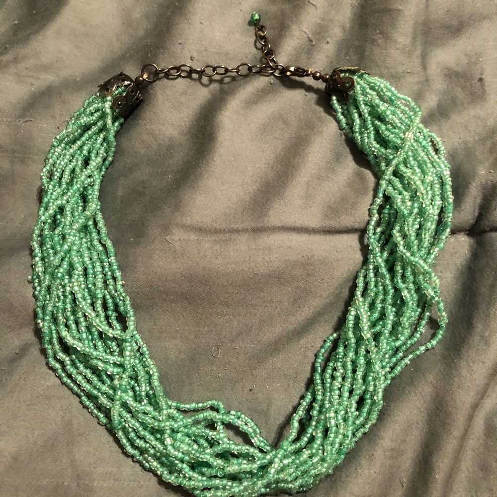 Green beaded necklace from Nepal.